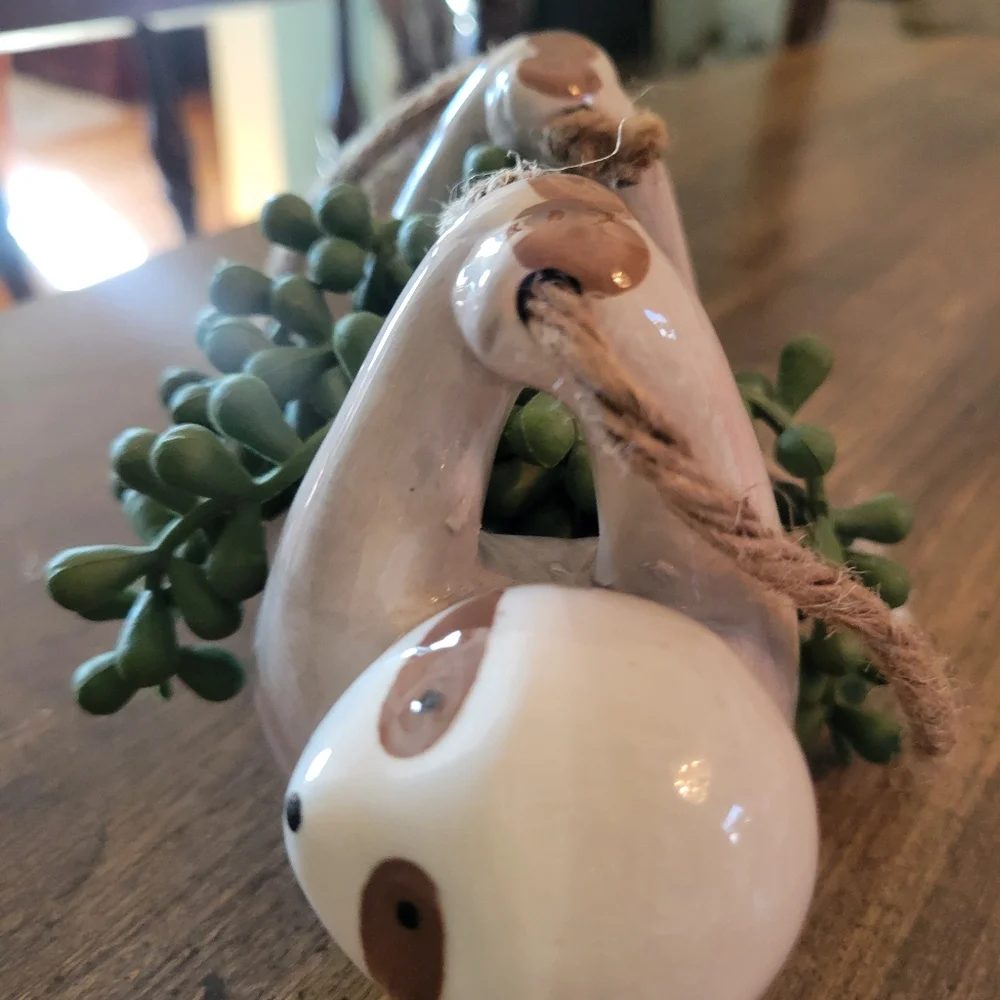 Sloth Planter with Faux Greenery